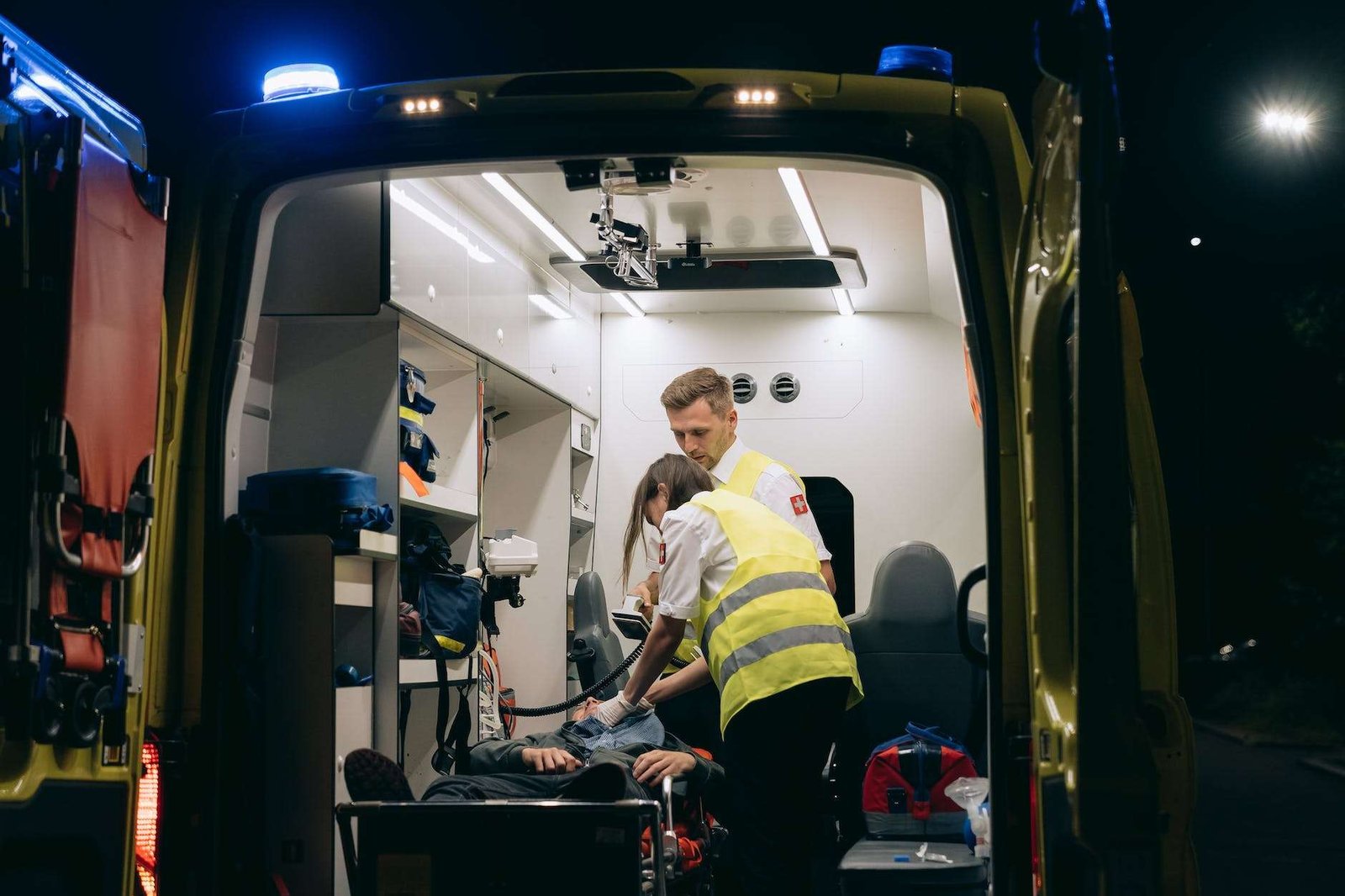 lifeguards in an ambulance