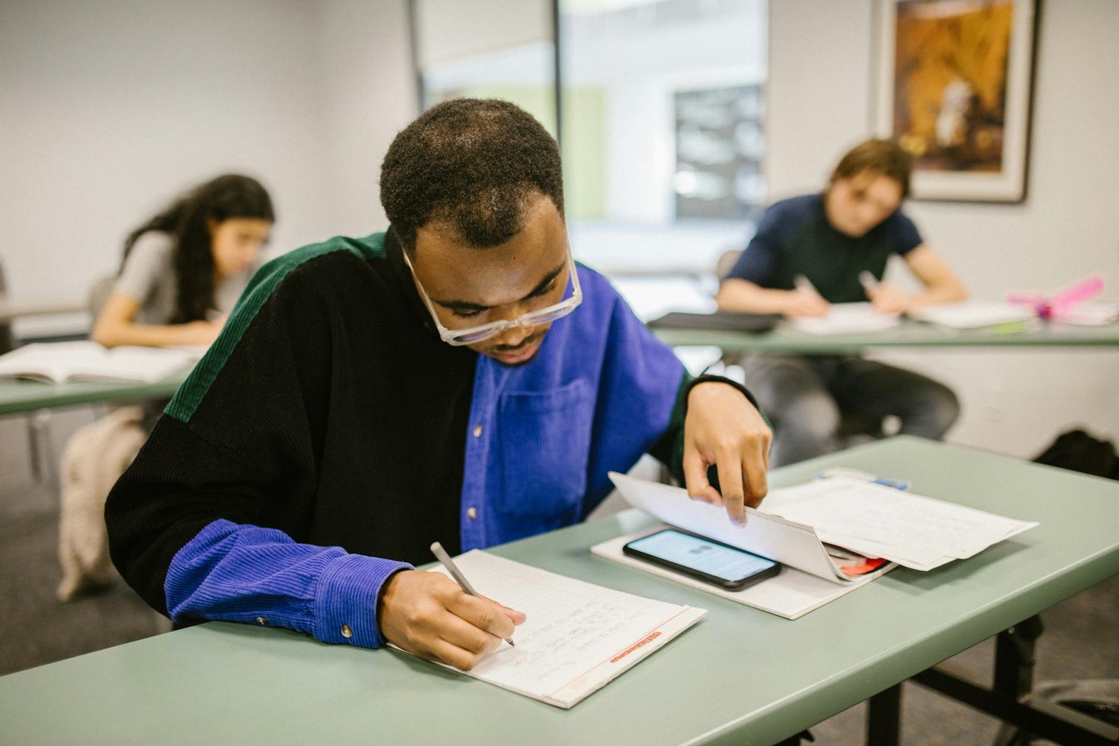 student cheating during an exam